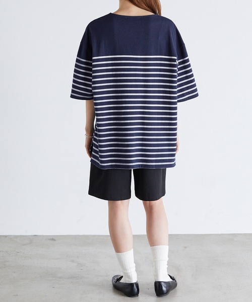Anchor Smith(アンカー スミス)の「パネルボーダー ビッグシルエット半袖Tシャツ(Tシャツ/カットソー・メンズ・ネイビー/ライトグレー/アイボリー/ベージュ/ブラック・M/L)」の18枚目の写真