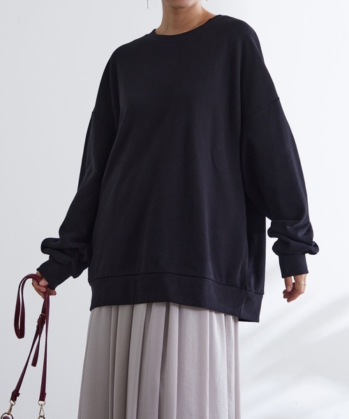 for/c(フォーシー)の「USAコットン裏毛ボリューム袖プルオーバー【サスティナブル】(Tシャツ/カットソー・レディース・アイボリー/ブラック・M/L/LL)」の4枚目の写真