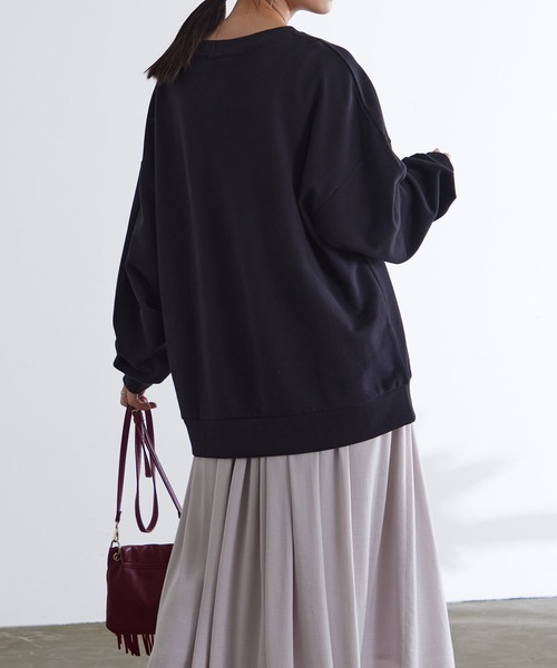 for/c(フォーシー)の「USAコットン裏毛ボリューム袖プルオーバー【サスティナブル】(Tシャツ/カットソー・レディース・アイボリー/ブラック・M/L/LL)」の9枚目の写真