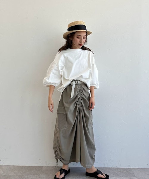 niko and...（ニコアンド）の「[MODE NORM CORE]シャカマキシドロストスカート（スカート・レディース・カーキ/モカ/スモーク・MEDIUM/LARGE）」の19枚目の写真