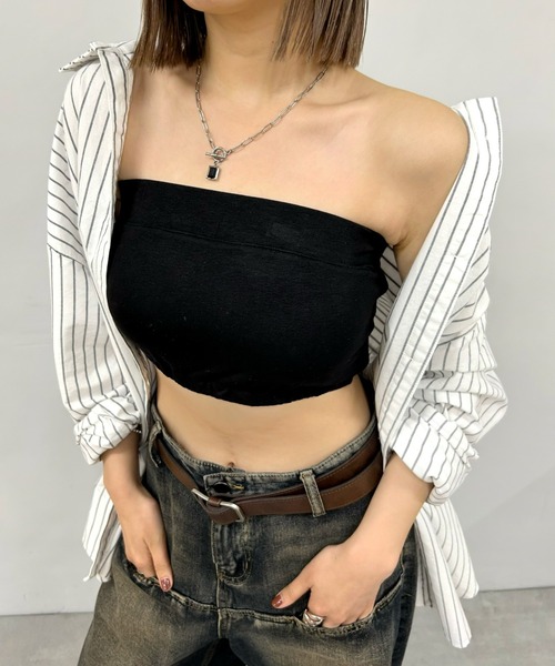 WHO'S WHO gallery(フーズフーギャラリー)の「ベーシックベア(チューブトップ・レディース・ブラック/ホワイト・FREE)」の1枚目の写真