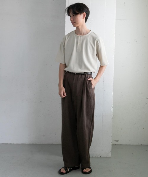 FORK&SPOON（フォークアンドスプーン）の「FORK&SPOON　ヘンリーネックTシャツ（Tシャツ/カットソー・メンズ・アイボリー/ブルー・5/4）」の6枚目の写真