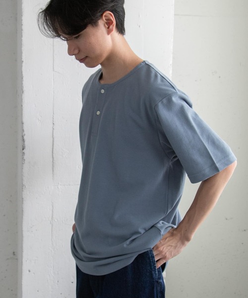 FORK&SPOON（フォークアンドスプーン）の「FORK&SPOON　ヘンリーネックTシャツ（Tシャツ/カットソー・メンズ・アイボリー/ブルー・5/4）」の9枚目の写真