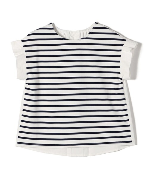 SHIPS Colors（シップス カラーズ）の「SHIPS Colors:〈洗濯機可能〉布帛コンビ トップス（Tシャツ/カットソー・レディース・オフホワイト/ネイビー・ONE SIZE）」の2枚目の写真