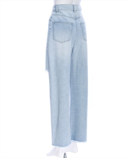 clear（クリア）の「ダメージワイドデニムパンツ≪2024SS≫（デニムパンツ・レディース・ブラック/ライトブルー・M/S）」の5枚目の写真