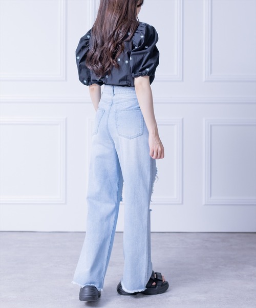 clear（クリア）の「ダメージワイドデニムパンツ≪2024SS≫（デニムパンツ・レディース・ブラック/ライトブルー・M/S）」の15枚目の写真