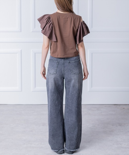 clear（クリア）の「ダメージワイドデニムパンツ≪2024SS≫（デニムパンツ・レディース・ブラック/ライトブルー・M/S）」の12枚目の写真