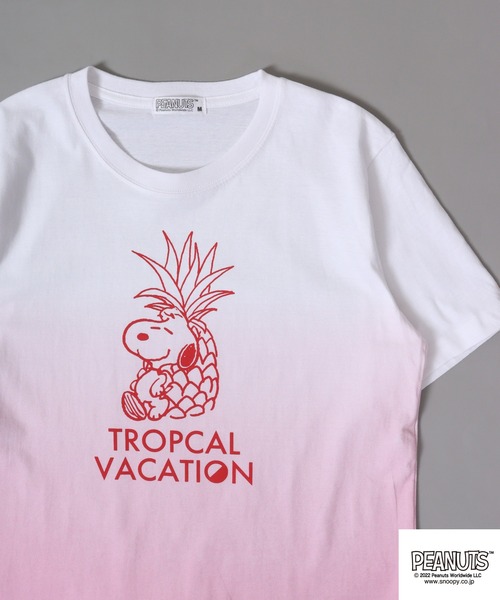 PEANUTS(ピーナッツ)の「PEANUTS スヌーピー グラデーション 半袖 Tシャツ(Tシャツ/カットソー・レディース・ブルーグレー/イエロー/オレンジ/ブルー/グリーン/ピンク・M/L/LL)」の5枚目の写真