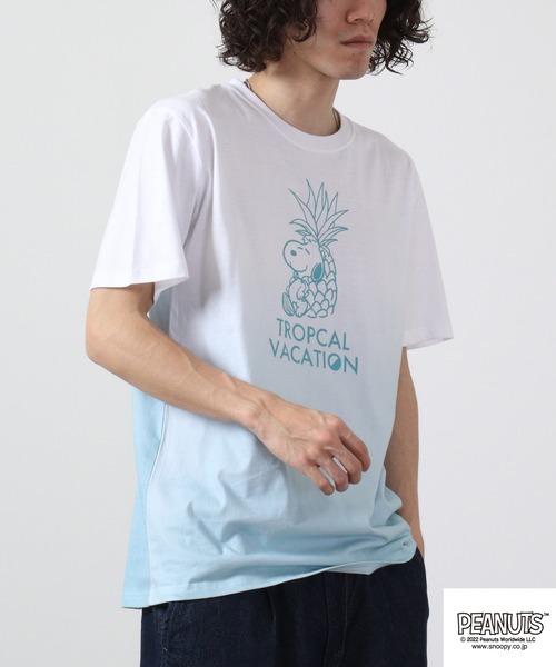 PEANUTS(ピーナッツ)の「PEANUTS スヌーピー グラデーション 半袖 Tシャツ(Tシャツ/カットソー・レディース・ブルーグレー/イエロー/オレンジ/ブルー/グリーン/ピンク・M/L/LL)」の9枚目の写真