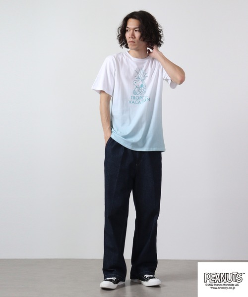 PEANUTS(ピーナッツ)の「PEANUTS スヌーピー グラデーション 半袖 Tシャツ(Tシャツ/カットソー・レディース・ブルーグレー/イエロー/オレンジ/ブルー/グリーン/ピンク・M/L/LL)」の12枚目の写真