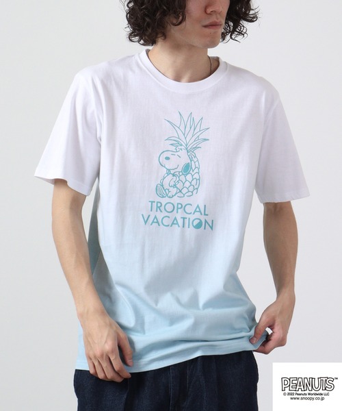PEANUTS(ピーナッツ)の「PEANUTS スヌーピー グラデーション 半袖 Tシャツ(Tシャツ/カットソー・レディース・ブルーグレー/イエロー/オレンジ/ブルー/グリーン/ピンク・M/L/LL)」の7枚目の写真