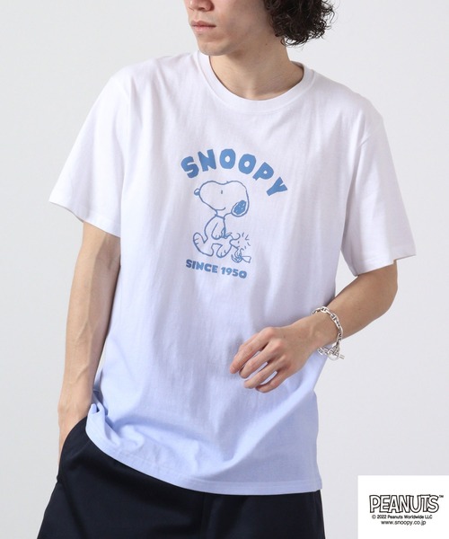 PEANUTS(ピーナッツ)の「PEANUTS スヌーピー グラデーション 半袖 Tシャツ(Tシャツ/カットソー・レディース・ブルーグレー/イエロー/オレンジ/ブルー/グリーン/ピンク・M/L/LL)」の8枚目の写真
