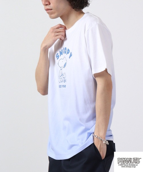 PEANUTS(ピーナッツ)の「PEANUTS スヌーピー グラデーション 半袖 Tシャツ(Tシャツ/カットソー・レディース・ブルーグレー/イエロー/オレンジ/ブルー/グリーン/ピンク・M/L/LL)」の10枚目の写真