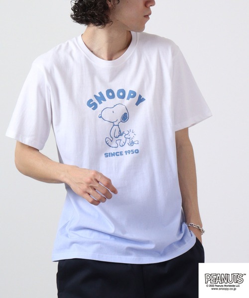 PEANUTS(ピーナッツ)の「PEANUTS スヌーピー グラデーション 半袖 Tシャツ(Tシャツ/カットソー・レディース・ブルーグレー/イエロー/オレンジ/ブルー/グリーン/ピンク・M/L/LL)」の14枚目の写真