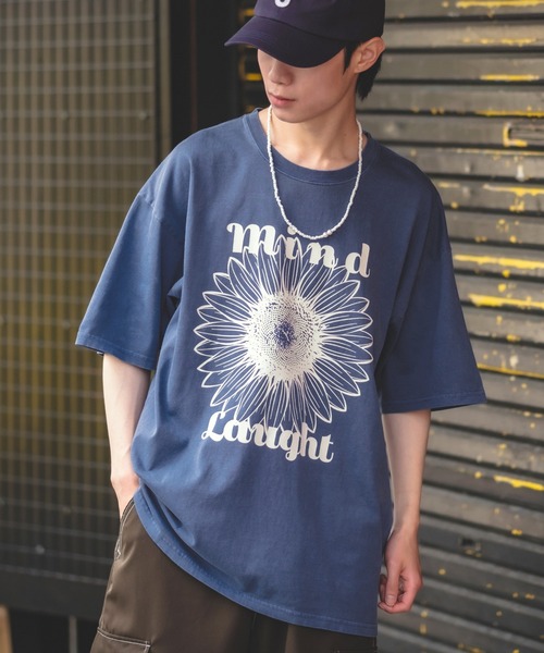 improves(インプローブス)の「【UAU】Mind Laught フラワープリント ピグメント加工 半袖Tシャツ(Tシャツ/カットソー・メンズ・ホワイト/ピンク/オレンジ/ミント/ネイビー/ブルー/カーキ/ブラック・MEDIUM/LARGE/X-LARGE)」の5枚目の写真