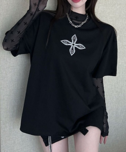 deux amour（ドゥーザムール）の「クロスモチーフシアーロンT（Tシャツ/カットソー・レディース・ブラック・FREE）」の7枚目の写真