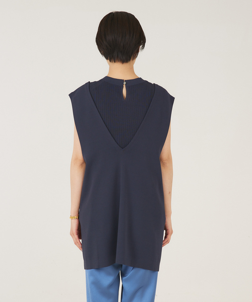 qualite(カリテ)の「《セットアップ対応》レーヨンストレッチ2WAYニットジレ(ベスト・レディース・カーキ/グレイッシュブルー・フリー)」の12枚目の写真