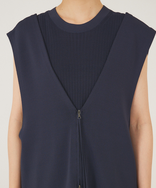 qualite(カリテ)の「《セットアップ対応》レーヨンストレッチ2WAYニットジレ(ベスト・レディース・カーキ/グレイッシュブルー・フリー)」の13枚目の写真