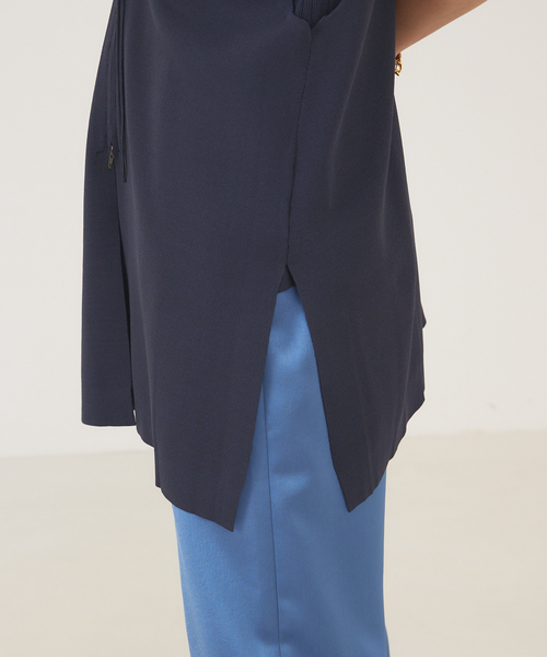 qualite(カリテ)の「《セットアップ対応》レーヨンストレッチ2WAYニットジレ(ベスト・レディース・カーキ/グレイッシュブルー・フリー)」の15枚目の写真