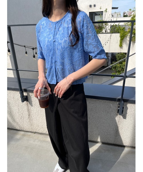 nemne store(ネンネストア)の「前後2way花柄レースカーディガン(カーディガン/ボレロ・レディース・ブラック/アイボリー/ブルー・フリー)」の10枚目の写真