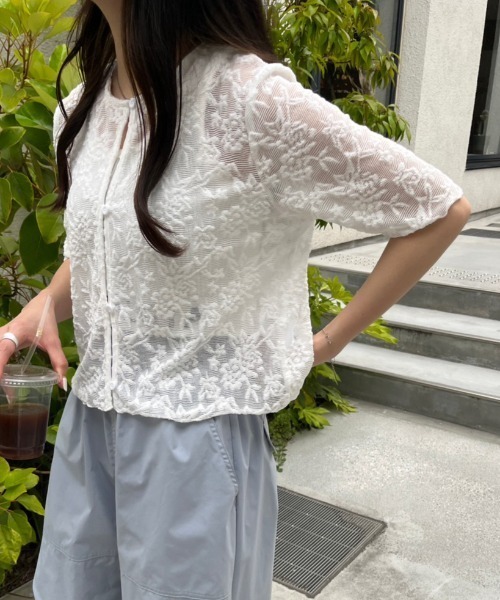 nemne store(ネンネストア)の「前後2way花柄レースカーディガン(カーディガン/ボレロ・レディース・ブラック/アイボリー/ブルー・フリー)」の9枚目の写真