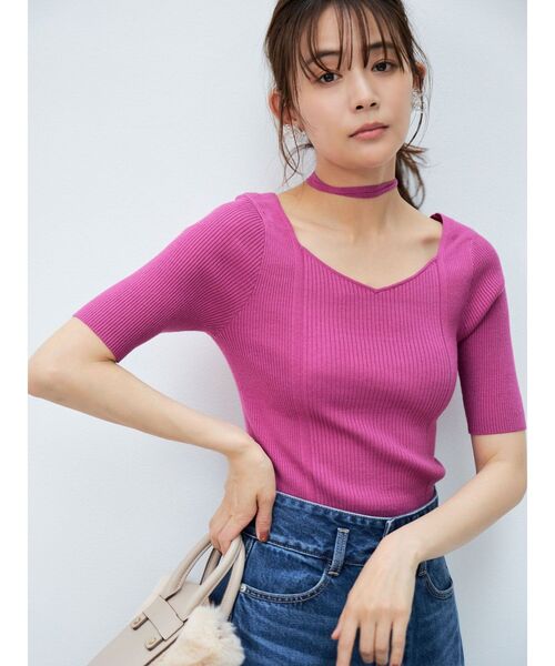 MERCURYDUO（マーキュリーデュオ）の「マルチウェイストラップコンパクトリブニット（ニット/セーター・レディース・ブラック/パープル/オフホワイト/ベージュ・FREE）」の13枚目の写真