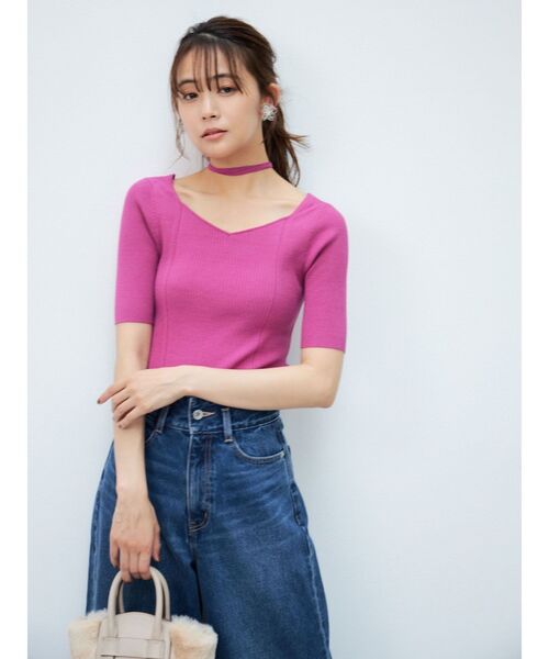 MERCURYDUO（マーキュリーデュオ）の「マルチウェイストラップコンパクトリブニット（ニット/セーター・レディース・ブラック/パープル/オフホワイト/ベージュ・FREE）」の15枚目の写真