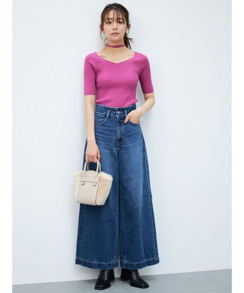 MERCURYDUO（マーキュリーデュオ）の「マルチウェイストラップコンパクトリブニット（ニット/セーター・レディース・ブラック/パープル/オフホワイト/ベージュ・FREE）」の17枚目の写真