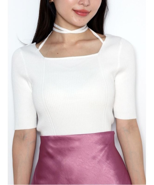 MERCURYDUO（マーキュリーデュオ）の「マルチウェイストラップコンパクトリブニット（ニット/セーター・レディース・ブラック/パープル/オフホワイト/ベージュ・FREE）」の2枚目の写真