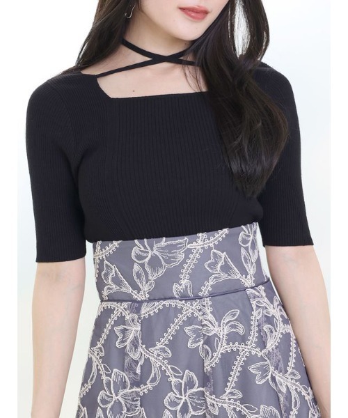 MERCURYDUO（マーキュリーデュオ）の「マルチウェイストラップコンパクトリブニット（ニット/セーター・レディース・ブラック/パープル/オフホワイト/ベージュ・FREE）」の3枚目の写真