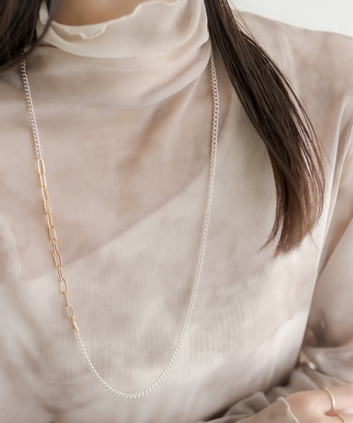 ear PAPILLONNER(イアパピヨネ)の「《日本製》Dチェーンバイカラーロングネックレス(ネックレス・レディース・シルバー×ゴールド・FREE)」の10枚目の写真