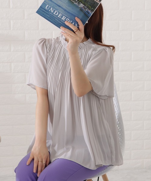 Lace Ladies(レースレディース)の「フリルプチハイプリーツ半袖ブラウス(シャツ/ブラウス・レディース・グレー/ブラック/ブルーグレー/ホワイト・S/FREE)」の18枚目の写真