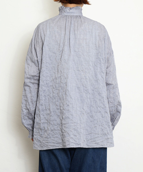 美品journal standard luxeシャーリングローン フリルブラウス セール】シャーリングローン フリルブラウス（シャツ/ブラウス