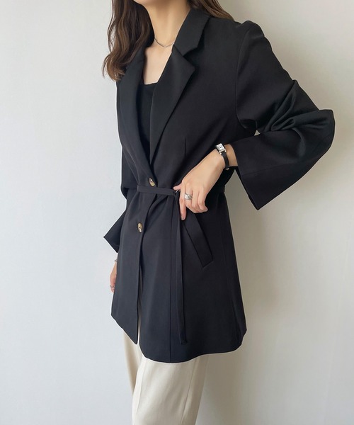 ミューラル　テーラードジャケット　ベルト付き mystic コート アウター ベルト付きテーラードジャケット