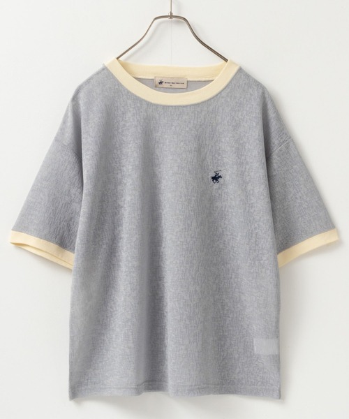 BEVERLY HILLS POLO CLUB(ビバリーヒルズポロクラブ)の「BEVERLY HILLS POLO CLUB ビバリーヒルズポロクラブ リンガー配色シアーTシャツ(Tシャツ/カットソー・レディース・グリーン/オレンジ/サックスブルー/チャコール・L/M)」の3枚目の写真