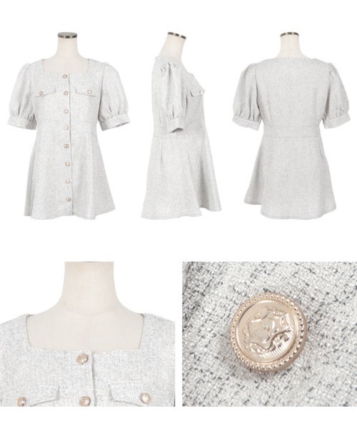 KOBE LETTUCE（コウベレタス）の「ツイードスクエアネックチュニック（チュニック・レディース・オフホワイト/ブラック/ベージュ・M）」の4枚目の写真