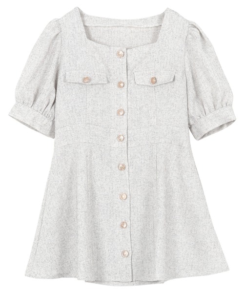 KOBE LETTUCE（コウベレタス）の「ツイードスクエアネックチュニック（チュニック・レディース・オフホワイト/ブラック/ベージュ・M）」の5枚目の写真