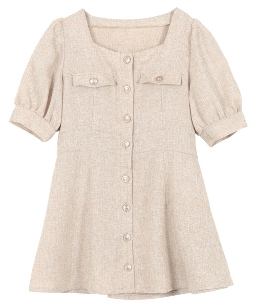 KOBE LETTUCE（コウベレタス）の「ツイードスクエアネックチュニック（チュニック・レディース・オフホワイト/ブラック/ベージュ・M）」の7枚目の写真