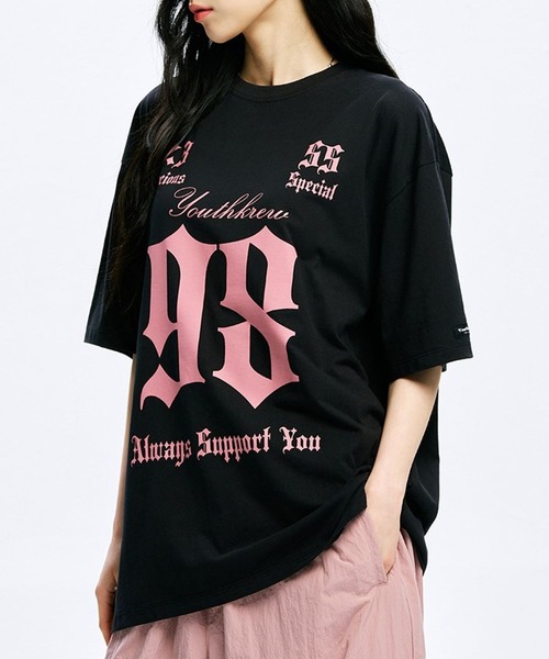 ALAND(エーランド)の「YOUTHKREW/SナンバーラウンドT 2970882(Tシャツ/カットソー・レディース・ブラック/ホワイト/チャコール・FREE)」の2枚目の写真