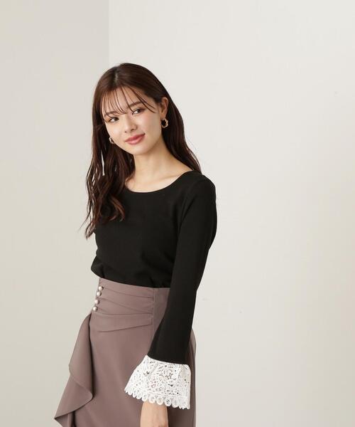 PROPORTION BODY DRESSING(プロポーションボディドレッシング)の「ケミカルレースフレアスリーブテレコ / 1213260801(Tシャツ/カットソー・レディース・オフホワイト/ブラック/グレー・MEDIUM/SMALL)」の8枚目の写真