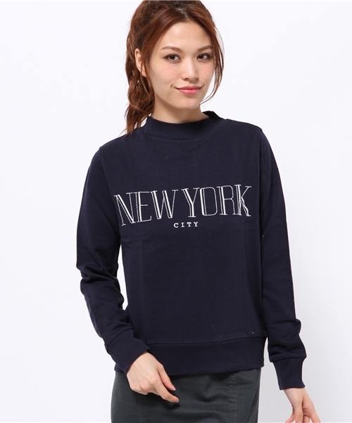 OUTLET(アウトレット)の「【CIAOPANIC TYPY】NEWYORK刺繍ハイネックプルオーバー(Tシャツ/カットソー・レディース・グレー/オフホワイト/ネイビー・FREE)」の3枚目の写真