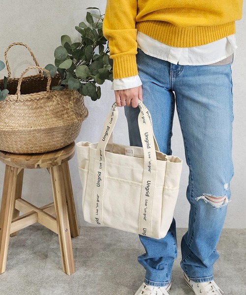 Ungrid（アングリッド）の「【Ungrid/アングリッド】キャンバス ロゴテープミニトートバッグ（トートバッグ・レディース・アイボリー/ブラック/ブラック系その他・FREE）」の20枚目の写真