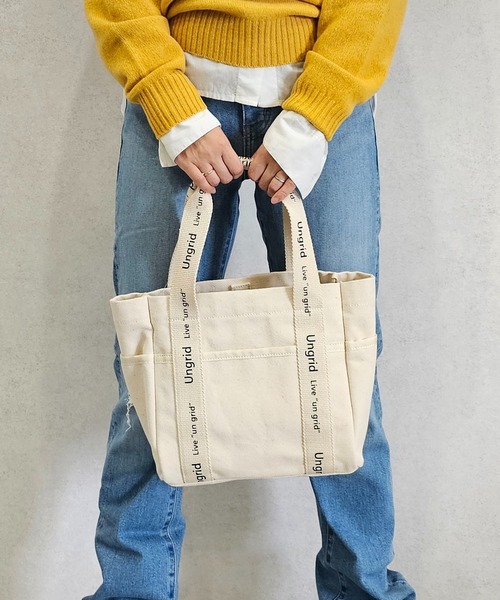 Ungrid（アングリッド）の「【Ungrid/アングリッド】キャンバス ロゴテープミニトートバッグ（トートバッグ・レディース・アイボリー/ブラック/ブラック系その他・FREE）」の21枚目の写真