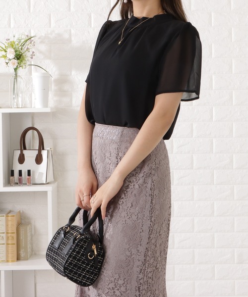 Lace Ladies(レースレディース)の「プチハイネックフレアスリーブ半袖ブラウス(シャツ/ブラウス・レディース・ブラック/ベージュ/ホワイト/ネイビー/グレー・S/FREE)」の19枚目の写真