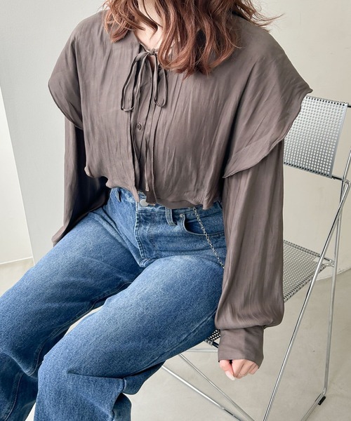Heather(ヘザー)の「BIG襟リボンブラウス 967867(シャツ/ブラウス・レディース・アイボリー/ブラウン/ブラック・FREE)」の12枚目の写真