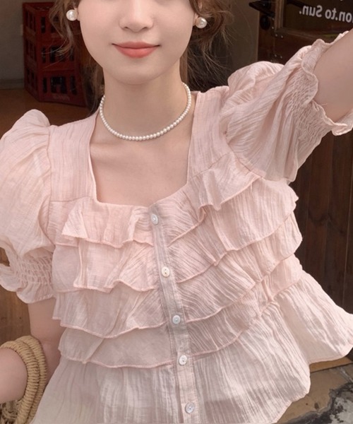 leune(ルネ)の「シアーティアードブラウス(シャツ/ブラウス・レディース・ピンク/アイボリー・FREE)」の10枚目の写真