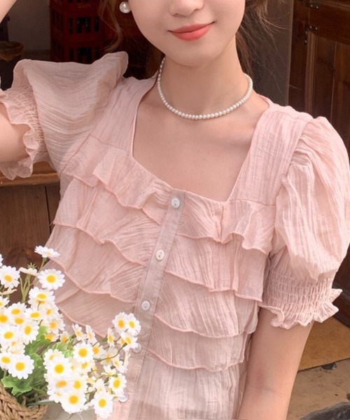 leune(ルネ)の「シアーティアードブラウス(シャツ/ブラウス・レディース・ピンク/アイボリー・FREE)」の14枚目の写真