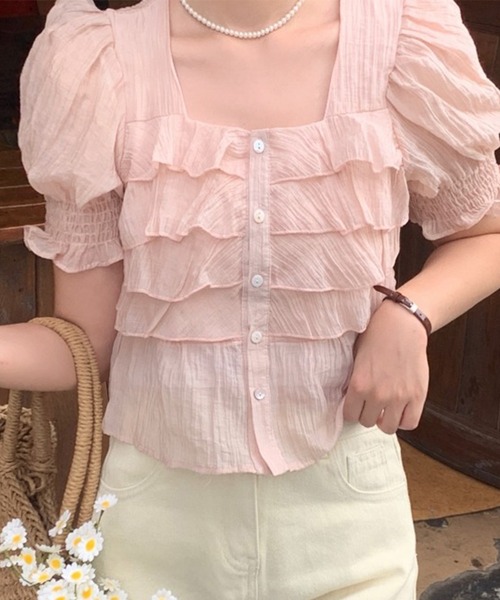 leune(ルネ)の「シアーティアードブラウス(シャツ/ブラウス・レディース・ピンク/アイボリー・FREE)」の17枚目の写真