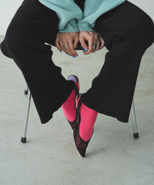 bohmal（ボマール）の「推し活カラーリブソックス（ソックス/靴下・レディース・ブルー/オレンジ/オフホワイト/イエロー/レッド/ブラック/ピンク/ライム・FREE）」の7枚目の写真