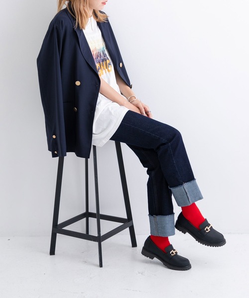 bohmal（ボマール）の「推し活カラーリブソックス（ソックス/靴下・レディース・ブルー/オレンジ/オフホワイト/イエロー/レッド/ブラック/ピンク/ライム・FREE）」の12枚目の写真